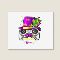 Mardi Gras Video Game Controller Jester Mask Costu Landscape Canvas Print | Artistshot