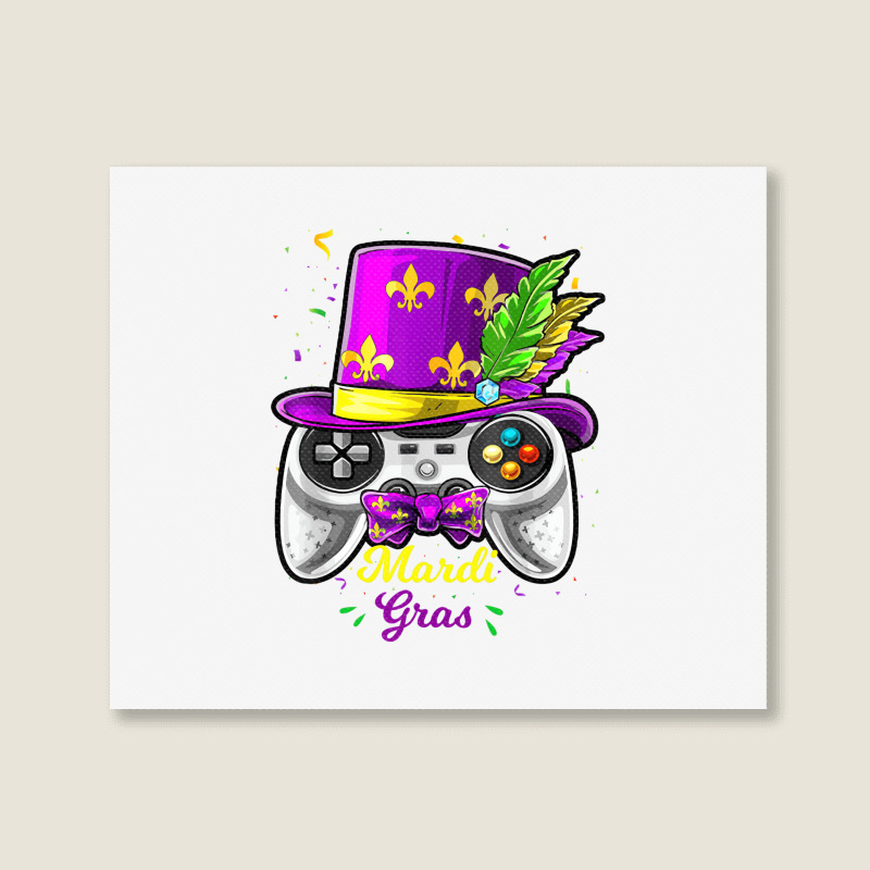 Mardi Gras Video Game Controller Jester Mask Costu Landscape Canvas Print | Artistshot