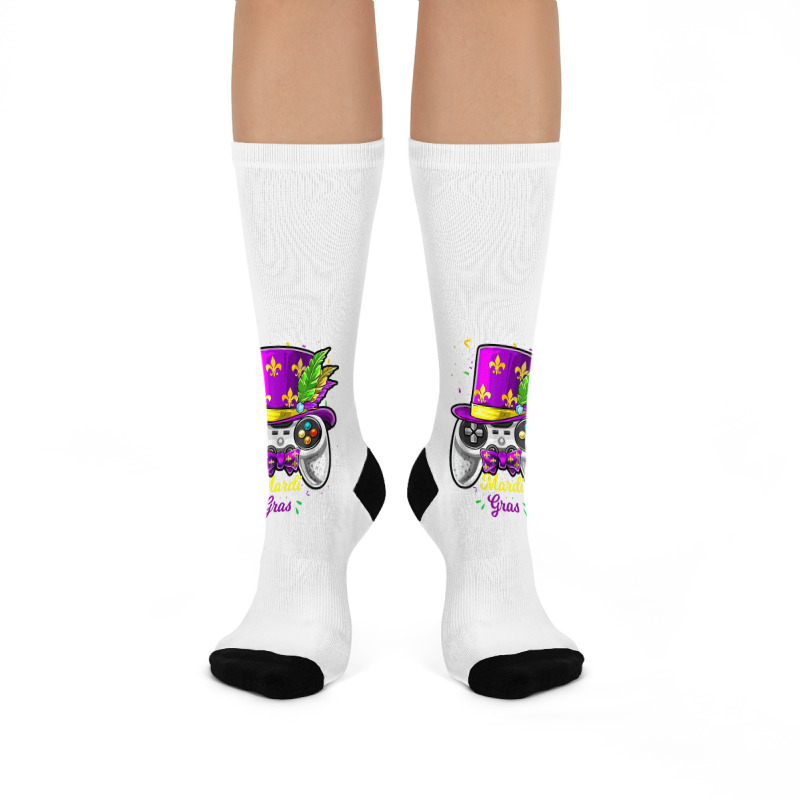 Mardi Gras Video Game Controller Jester Mask Costu Crew Socks | Artistshot