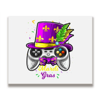 Mardi Gras Video Game Controller Jester Mask Costu Metal Print Horizontal | Artistshot