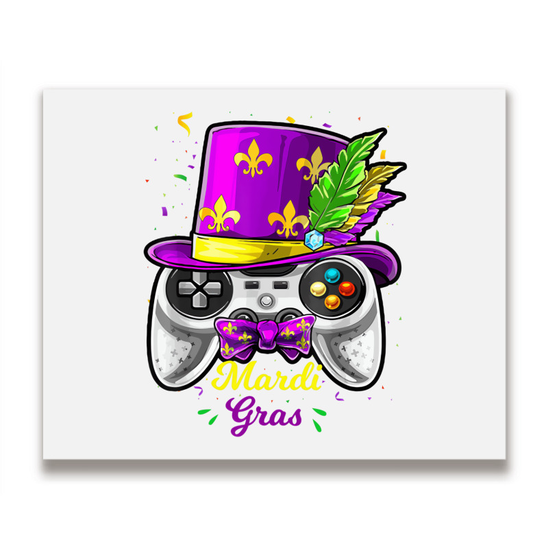 Mardi Gras Video Game Controller Jester Mask Costu Metal Print Horizontal | Artistshot