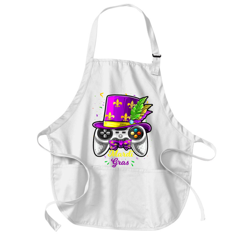 Mardi Gras Video Game Controller Jester Mask Costu Medium-length Apron | Artistshot