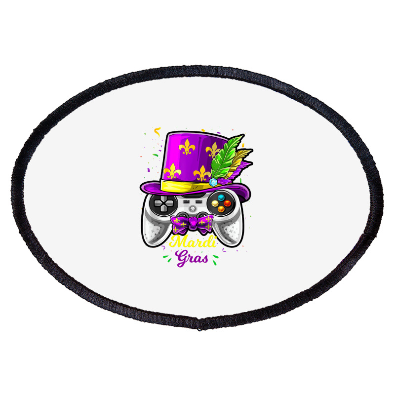 Mardi Gras Video Game Controller Jester Mask Costu Oval Patch | Artistshot