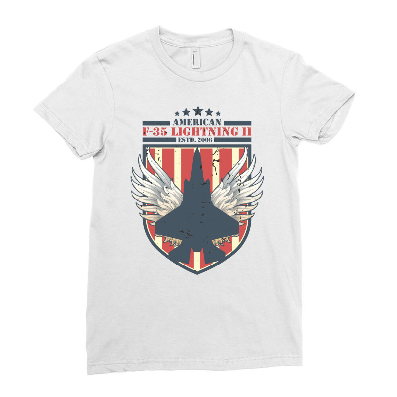 F-35 Lightning Ii American Fighter Jet Ladies Fitted T-Shirt by John Phillips | Artistshot