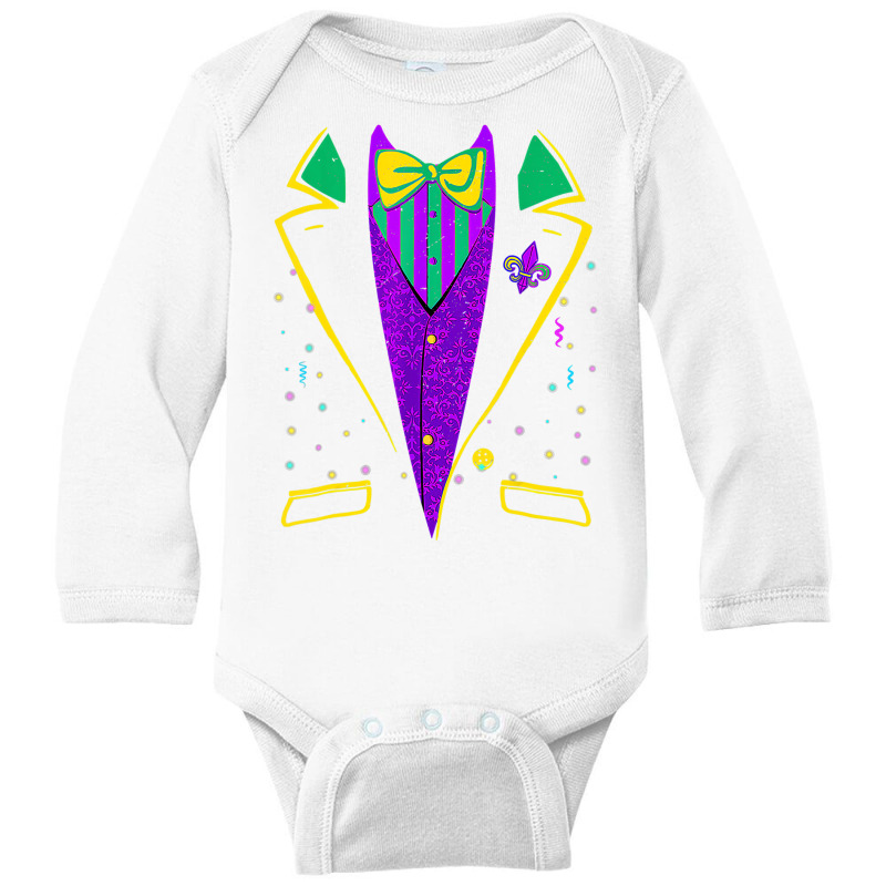 Mardi Gras Tuxedo Costume Funny Carnival Parade De Long Sleeve Baby Bodysuit | Artistshot