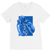 Funny Jumpscare Lobster Meme Blue Crustacean Pullo V-neck Tee | Artistshot