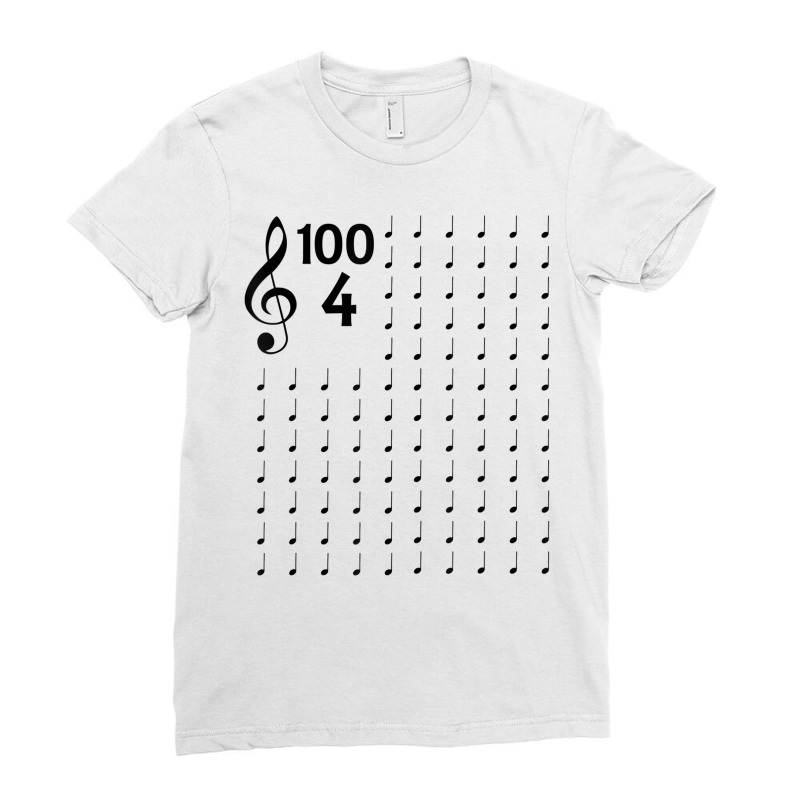 100th Day Of School Musical Notes Music Teacher T Ladies Fitted T-Shirt by refahnes | Artistshot