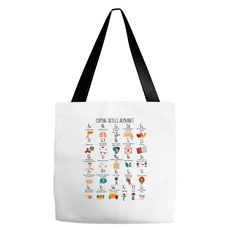 Coping Skills Alphabet School Counselor Mental Hea Tote Bags | Artistshot