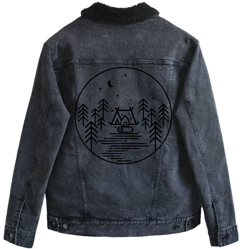 Camping Under The Stars Unisex Sherpa-Lined Denim Jacket by reppeosiyahf | Artistshot