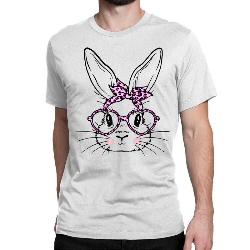 Cute Bunny Face Leopard Glasses Headband Happy Eas Classic T-shirt by galloywa | Artistshot