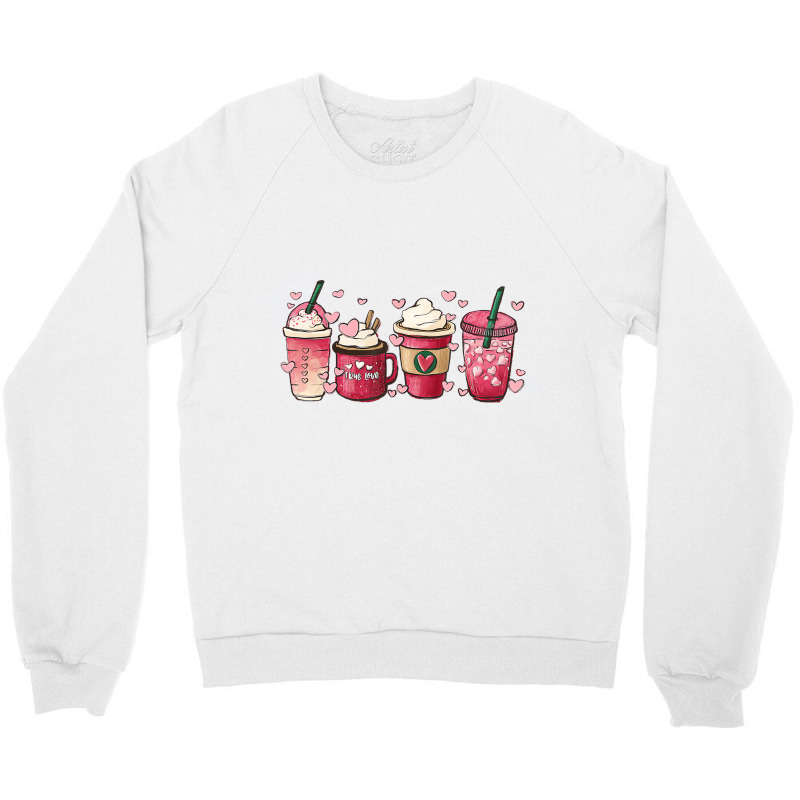 Valentine Coffee Heart Iced Coffee Lover Valentine Crewneck Sweatshirt by greifelqcoo | Artistshot