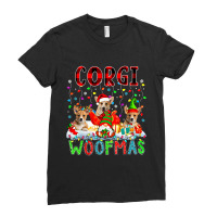 Corgi Xmas Woof Santa Reindeer Elf Corgis With Gno Ladies Fitted T-shirt | Artistshot