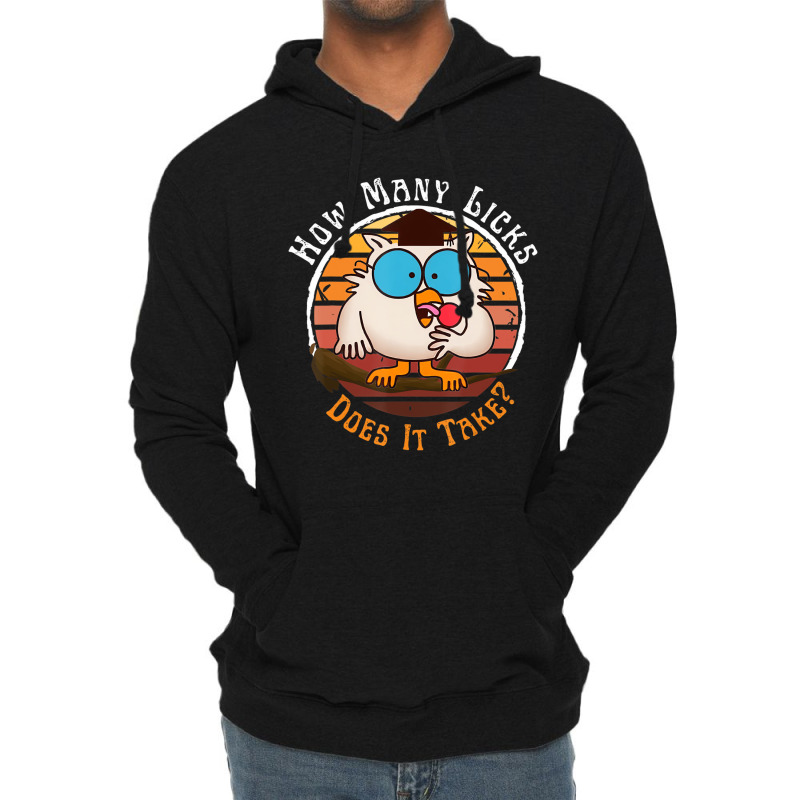 Funny Owl How Many Licks Does It Take Retro Vintag Lightweight Hoodie | Artistshot