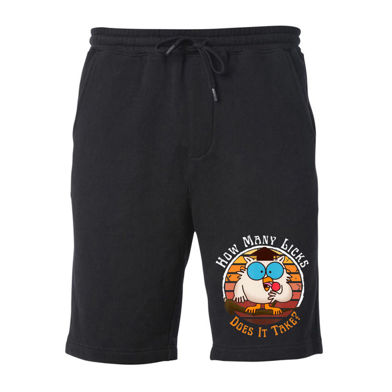 Funny Owl How Many Licks Does It Take Retro Vintag Fleece Short | Artistshot