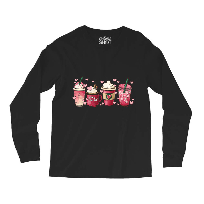 Valentine Coffee Heart Iced Coffee Lover Valentine Long Sleeve Shirts by karynadreck | Artistshot