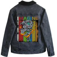 Imagine Fantastic Dragon Vintage Cool Art Unisex Sherpa-lined Denim Jacket | Artistshot