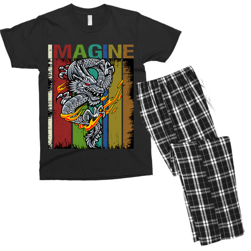 Imagine Fantastic Dragon Vintage Cool Art Men's T-shirt Pajama Set by kerrmanthez | Artistshot