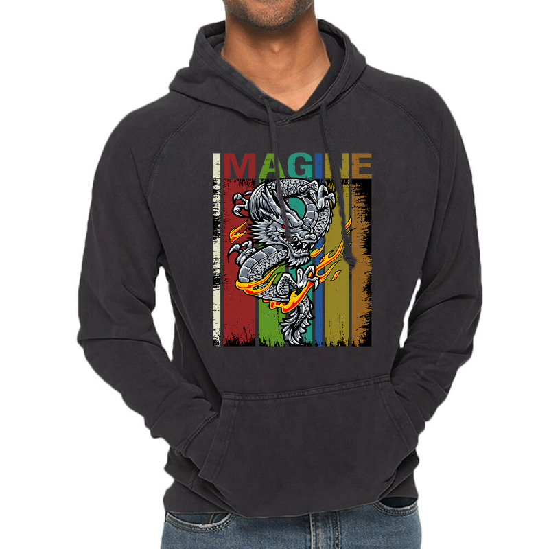 Imagine Fantastic Dragon Vintage Cool Art Vintage Hoodie by kerrmanthez | Artistshot