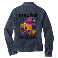 Little Miss Halloween Queen Pumpkin Vintage T Shir Ladies Denim Jacket | Artistshot