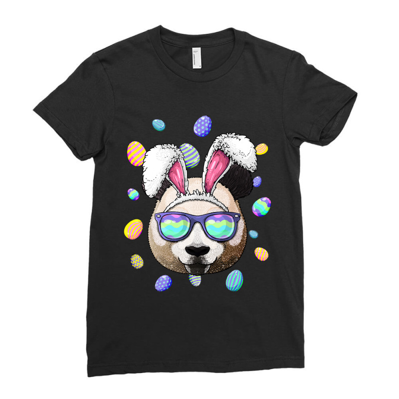 Panda Easter Bunny Ears Funny Easter Eggs Hunting Ladies Fitted T-Shirt by whoretacarpal | Artistshot