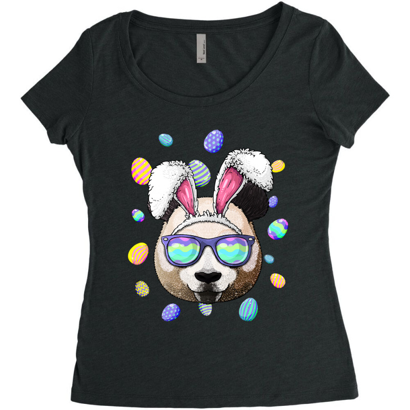 Panda Easter Bunny Ears Funny Easter Eggs Hunting Women's Triblend Scoop T-shirt by whoretacarpal | Artistshot