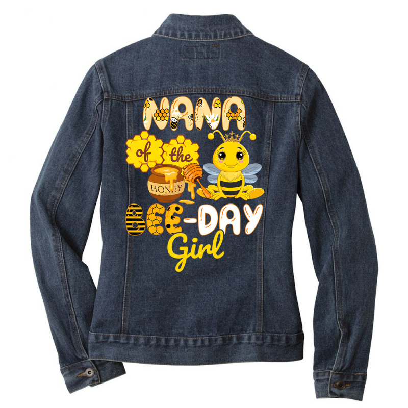 Nana Of The Bee Day Girl Funny Bee Birthday Party Ladies Denim Jacket | Artistshot