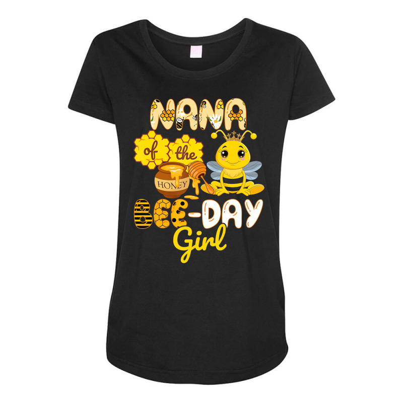 Nana Of The Bee Day Girl Funny Bee Birthday Party Maternity Scoop Neck T-shirt | Artistshot