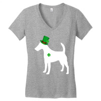 Funny Shamrock Smooth Fox Terrier St Patrick's Day Women's V-neck T-shirt | Artistshot