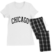 Chicago Illinois Il Varsity Style Black Text T Shi Women's Pajamas Set | Artistshot