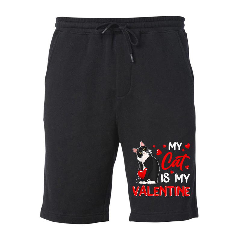 My Cat Is My Valentine Cute Valentine's Day Cat Da Fleece Short | Artistshot