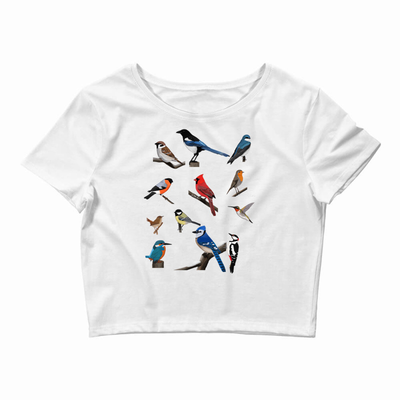 Birds Cardinal Blue Jay Hummingbird Ornithologist Crop Top by qadina | Artistshot