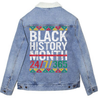 Black History Month 247365 Gift Pride African Amer Unisex Sherpa-lined Denim Jacket | Artistshot