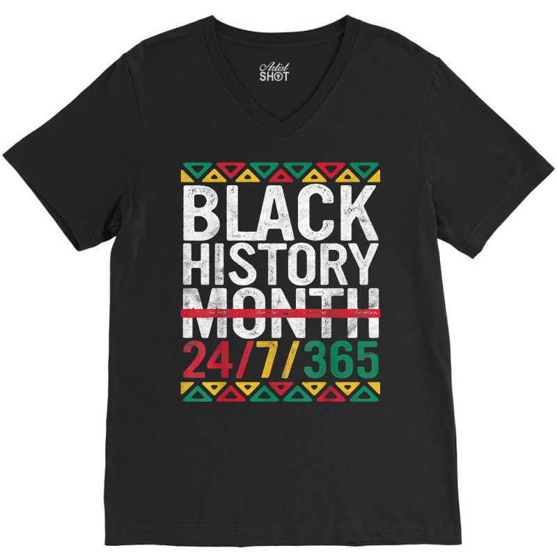 Black History Month 247365 Gift Pride African Amer V-neck Tee | Artistshot