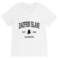 Dauphin Island Alabama Al Vintage Athletic Black S V-neck Tee | Artistshot