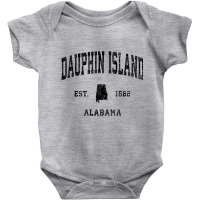 Dauphin Island Alabama Al Vintage Athletic Black S Baby Bodysuit | Artistshot