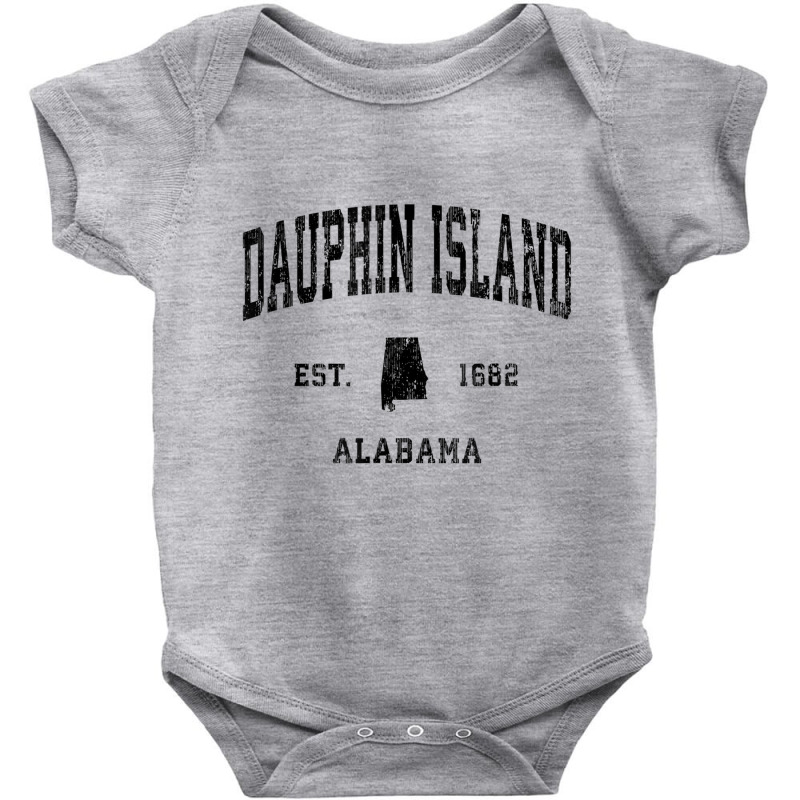 Dauphin Island Alabama Al Vintage Athletic Black S Baby Bodysuit by galloywa | Artistshot