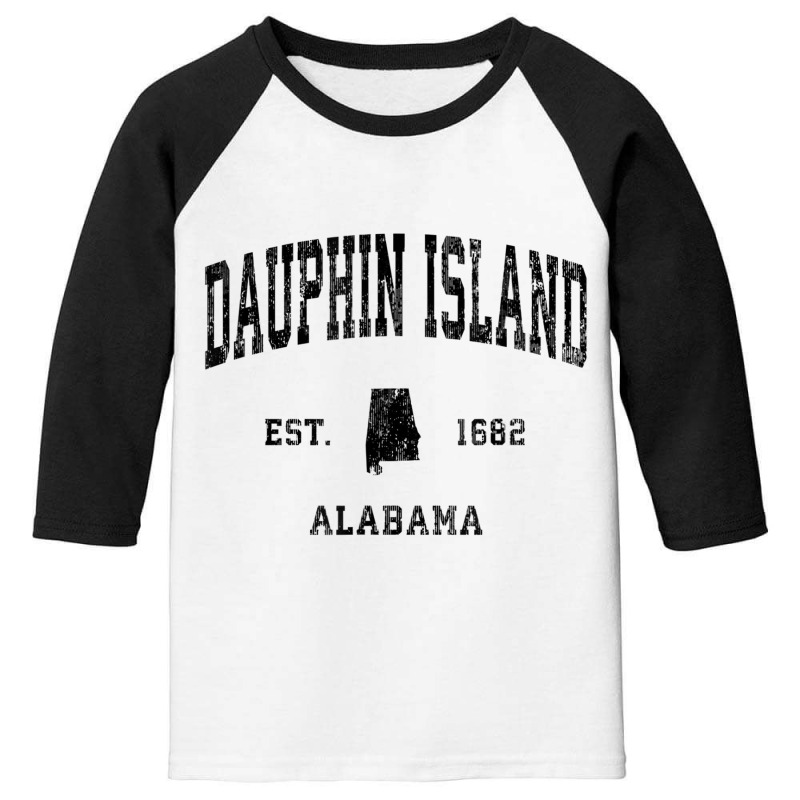 Dauphin Island Alabama Al Vintage Athletic Black S Youth 3/4 Sleeve by galloywa | Artistshot