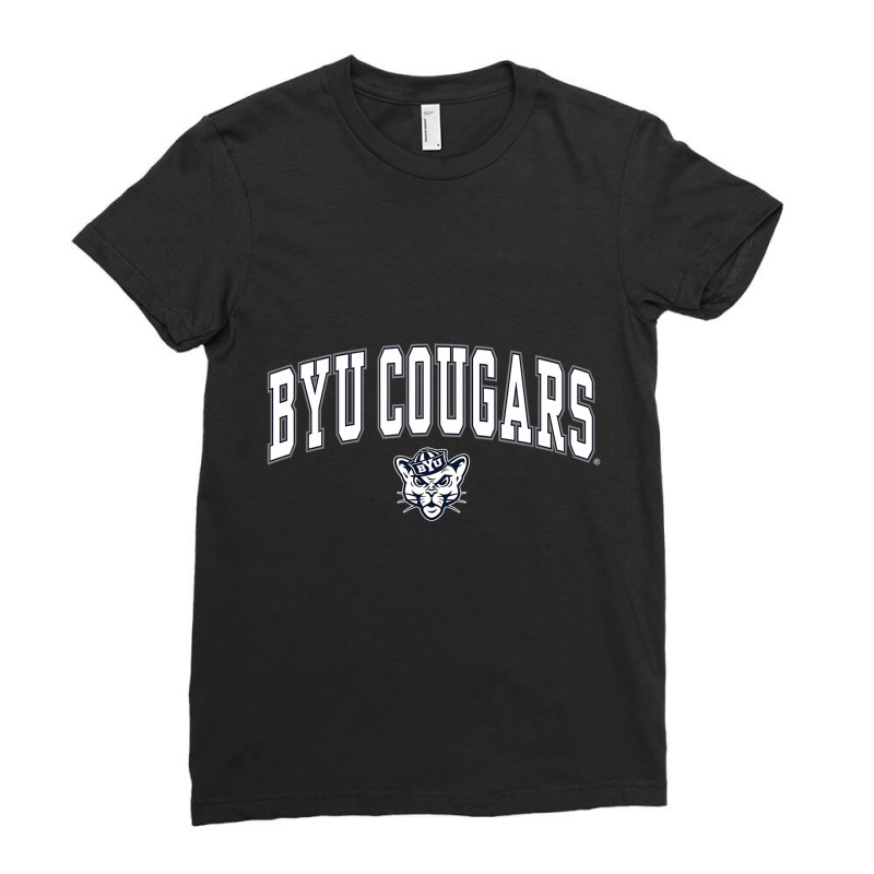 Mens Byu Cougars Arch Over Black Officially Licens Ladies Fitted T-Shirt by joycez | Artistshot