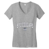 Mens Byu Cougars Arch Over Black Officially Licens Women's V-neck T-shirt | Artistshot