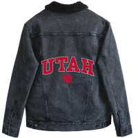 Utah Utes Arch Over Black Officially Licensed Pull Unisex Sherpa-lined Denim Jacket | Artistshot