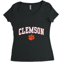 Mens Clemson Tigers Arch Over Dark Heather Officia Women's Triblend Scoop T-shirt | Artistshot