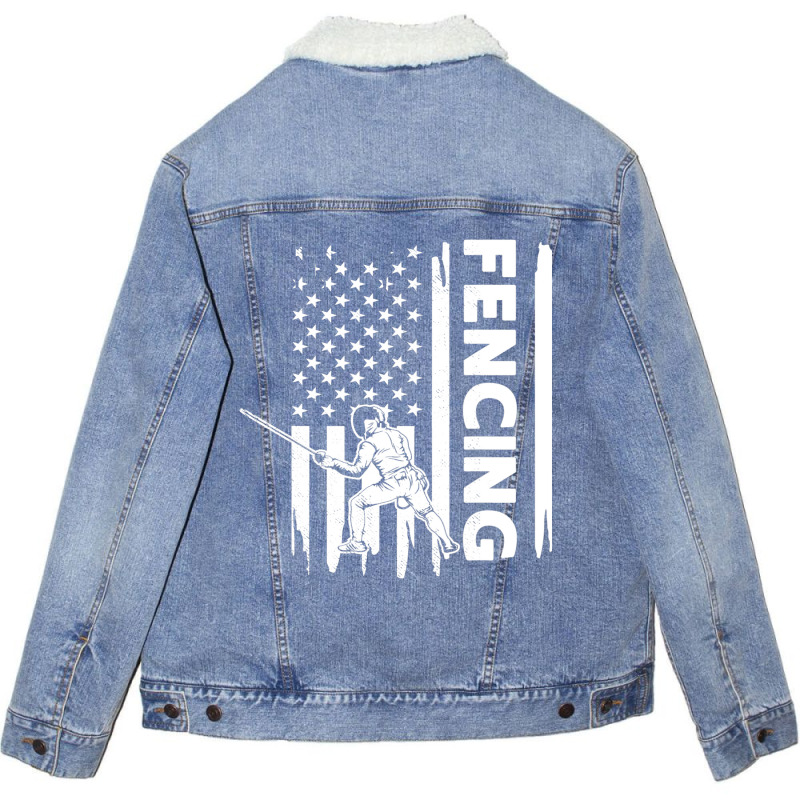 Fencing Us Flag Graphic Concept Unisex Sherpa-lined Denim Jacket | Artistshot