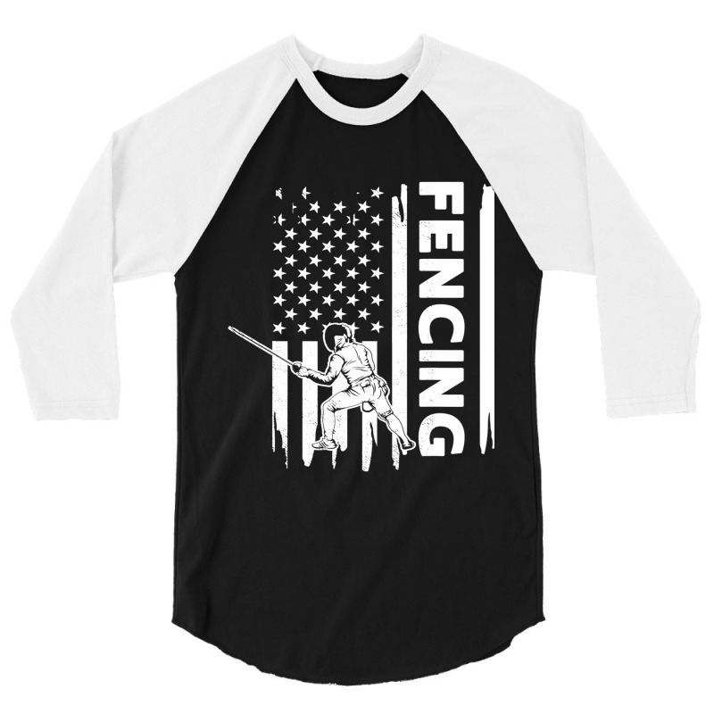 Fencing Us Flag Graphic Concept 3/4 Sleeve Shirt | Artistshot