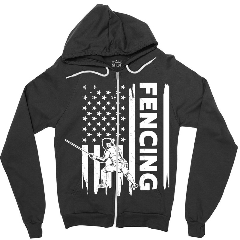 Fencing Us Flag Graphic Concept Zipper Hoodie | Artistshot