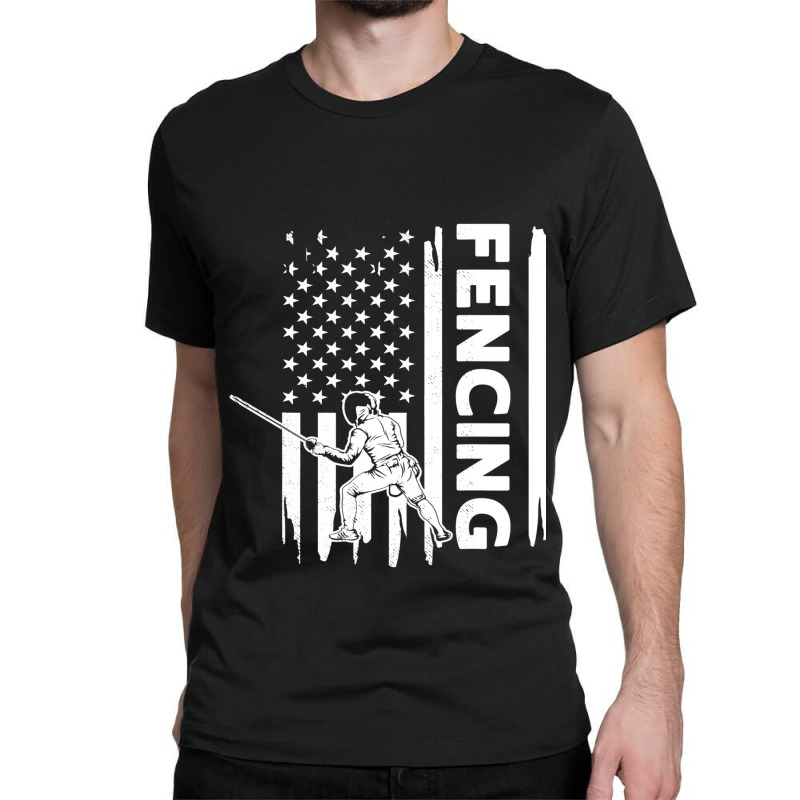 Fencing Us Flag Graphic Concept Classic T-shirt | Artistshot