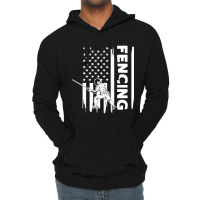 Fencing Us Flag Graphic Concept Lightweight Hoodie | Artistshot