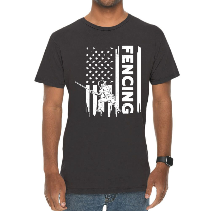 Fencing Us Flag Graphic Concept Vintage T-shirt | Artistshot