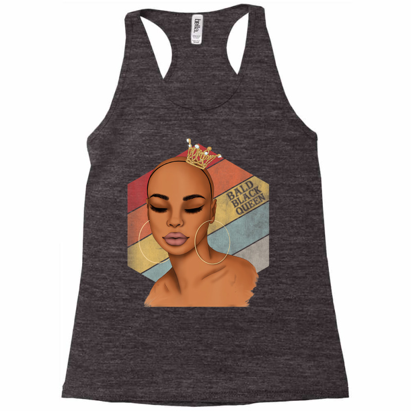 Bald Black Queen Woman Vintage Afro Bald Dark Skin Racerback Tank | Artistshot