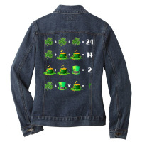 Math Teacher St Patrick Day Shamrock Math Equation Ladies Denim Jacket | Artistshot