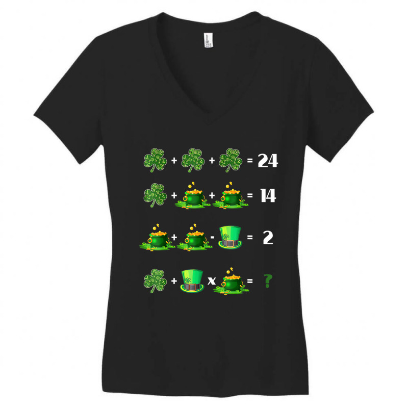 Math Teacher St Patrick Day Shamrock Math Equation Women's V-Neck T-Shirt by voutsro | Artistshot